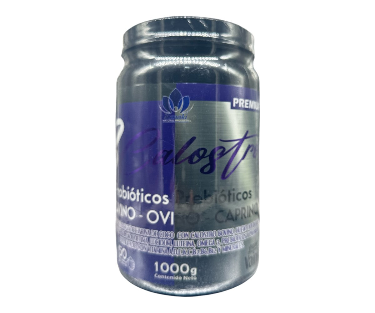 Calostro Premium 3 en 1 Bovino, Ovino y Caprino con Probióticos y Prebióticos – Sabor Vainilla – 1000g Hanaki Natural Products