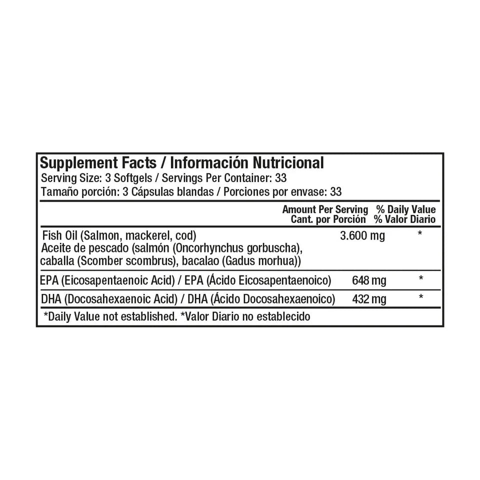 Omega-3 Fish Oil 1200 mg Healthy America x 100 Softgels