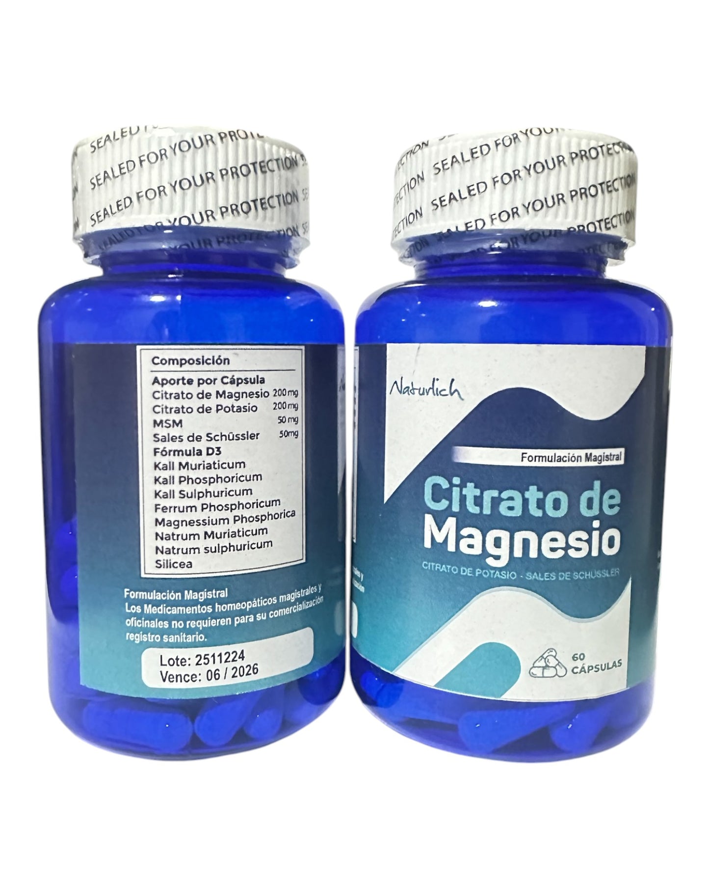 Citrato De Magnesio + Potasio + Sales Shussler 60 Capsulas