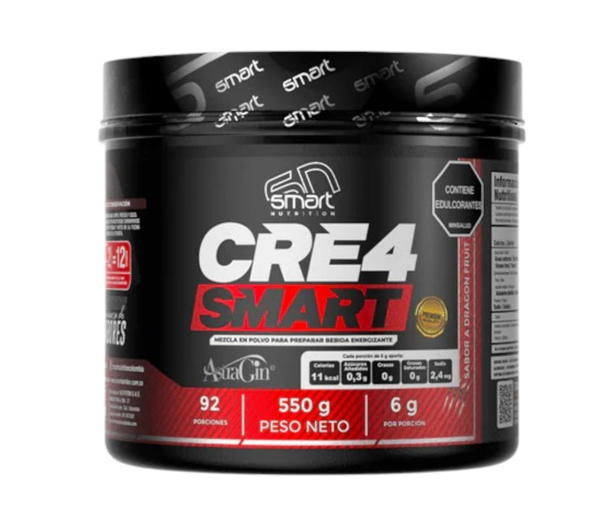 CRE4 SMART – Creatina sabor Dragon Fruit, con cafeína – 550 g
