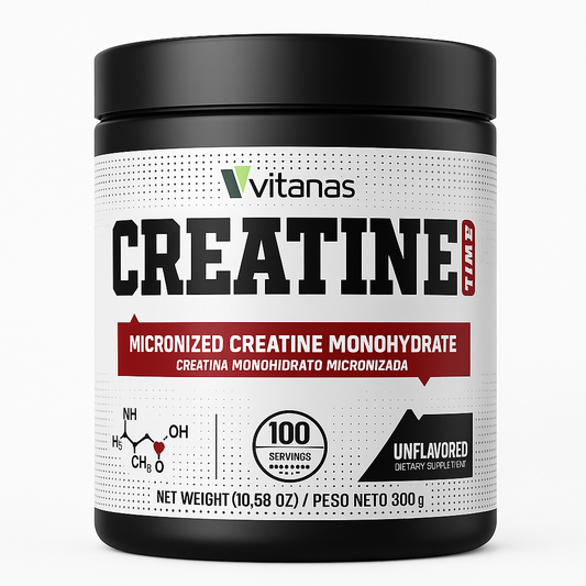 Vitanas Creatine Time® 300g – Micronized Creatine Monohydrate (100 porciones)
