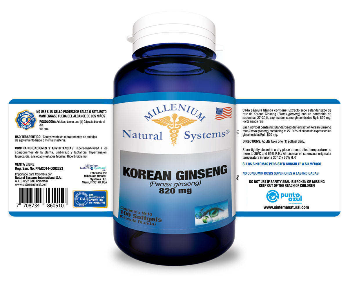 Korean Ginseng 820 mg x 100 Softgels