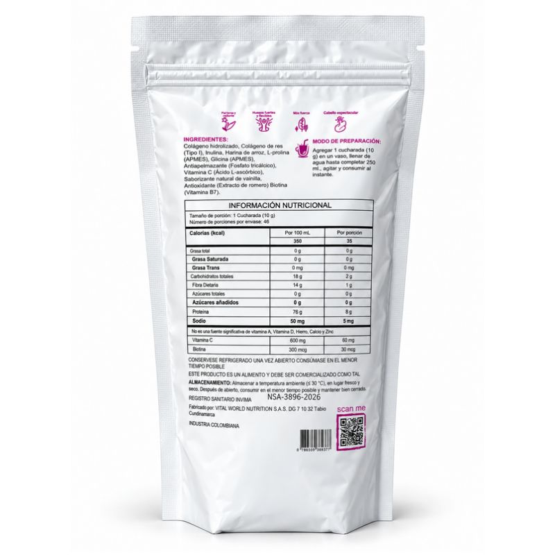 Microingredients Multi Collagen Peptides con Vitamina C y Biotina – 460 g