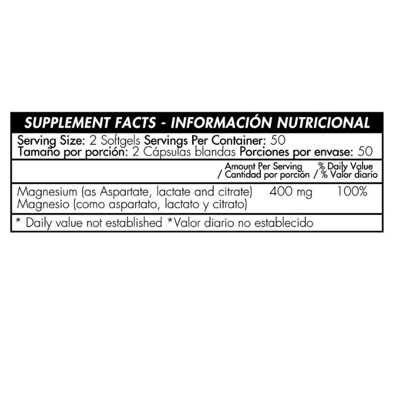 Super Magnesio 400mg 100 Softgels - Healthy America