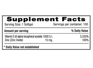 Vitamin E 1000 UI + Zinc x 100 Softgels