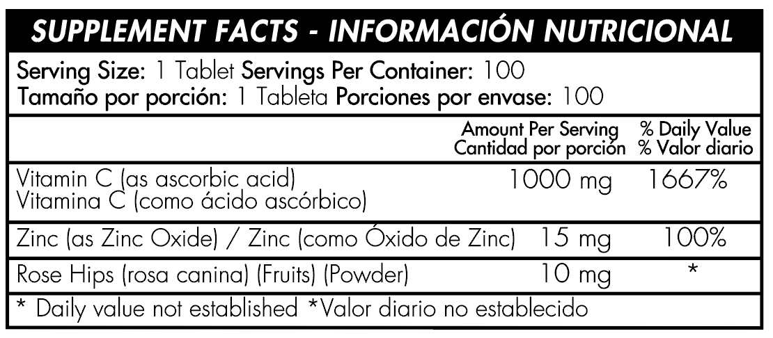 VITAMIN C 1000MG W ZINC 100T HEALTHY AMERICA