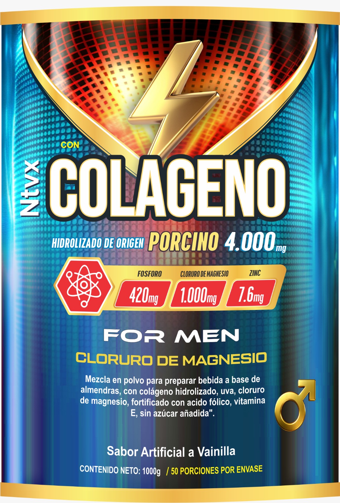 Colágeno Hidrolizado FOR MEN de origen Porcino 4.000mg I NUTRIVEX