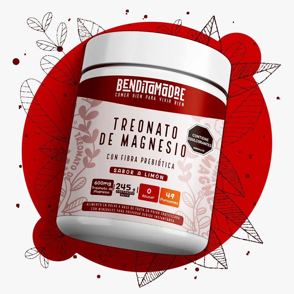 Treonato de Magnesio con Fibra Prebiótica – 245g | Bendita Madre