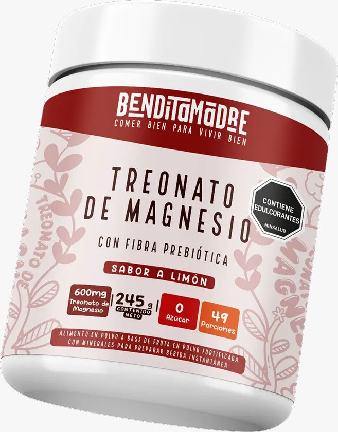 Treonato de Magnesio con Fibra Prebiótica – 245g | Bendita Madre