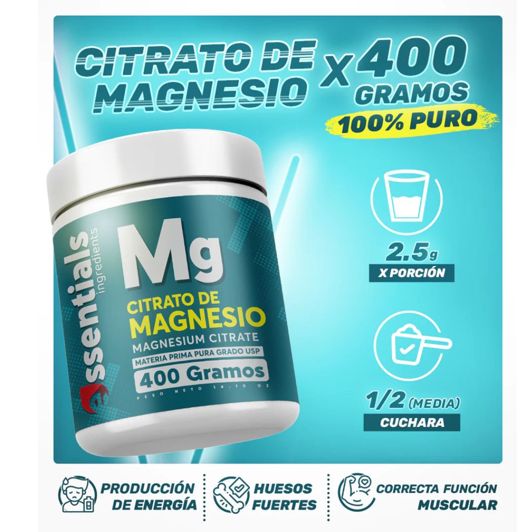 PROMO CITRATO POTASIO + CITRATO MAGNESIO X 400GR POLVO 100% PURO | ESSENTIALS INGREDIENTS