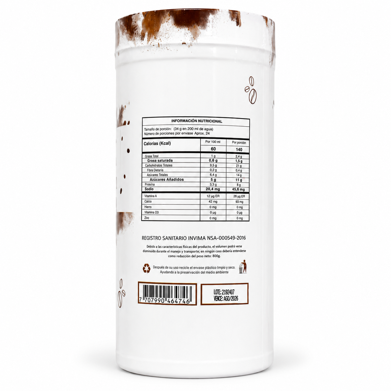 Colágeno Hidrolizado Cream & Coffee con Crema de Coco y Café | 800 g Vainilla