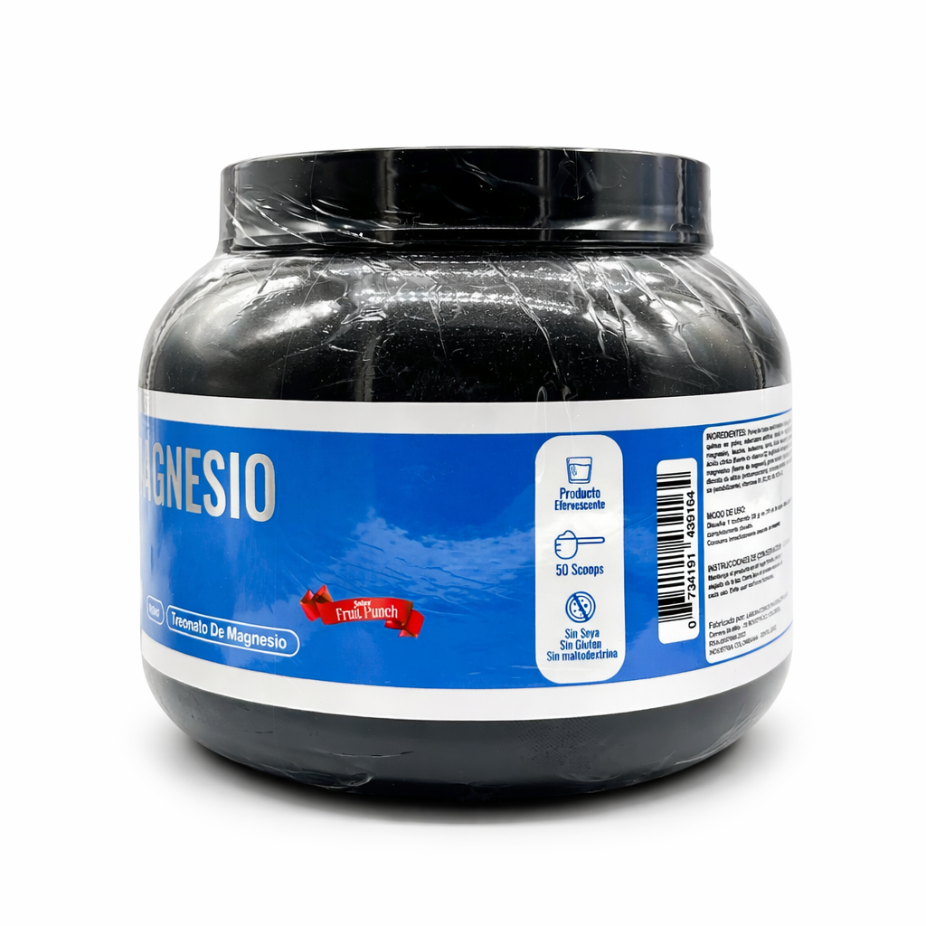 Sales de Magnesio Mg2+ 1000g Premium | Citrato, Bisglicinato y Treonato | Efervescente Sabor Fruit Punch