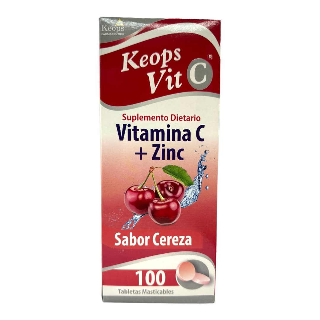 Vitamina C + Zinc 100 tabletas masticables cereza | KEOPS
