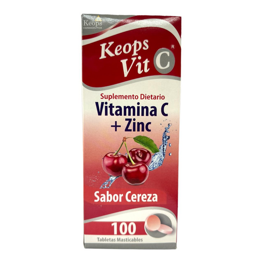 Vitamina C + Zinc 100 tabletas masticables cereza | KEOPS