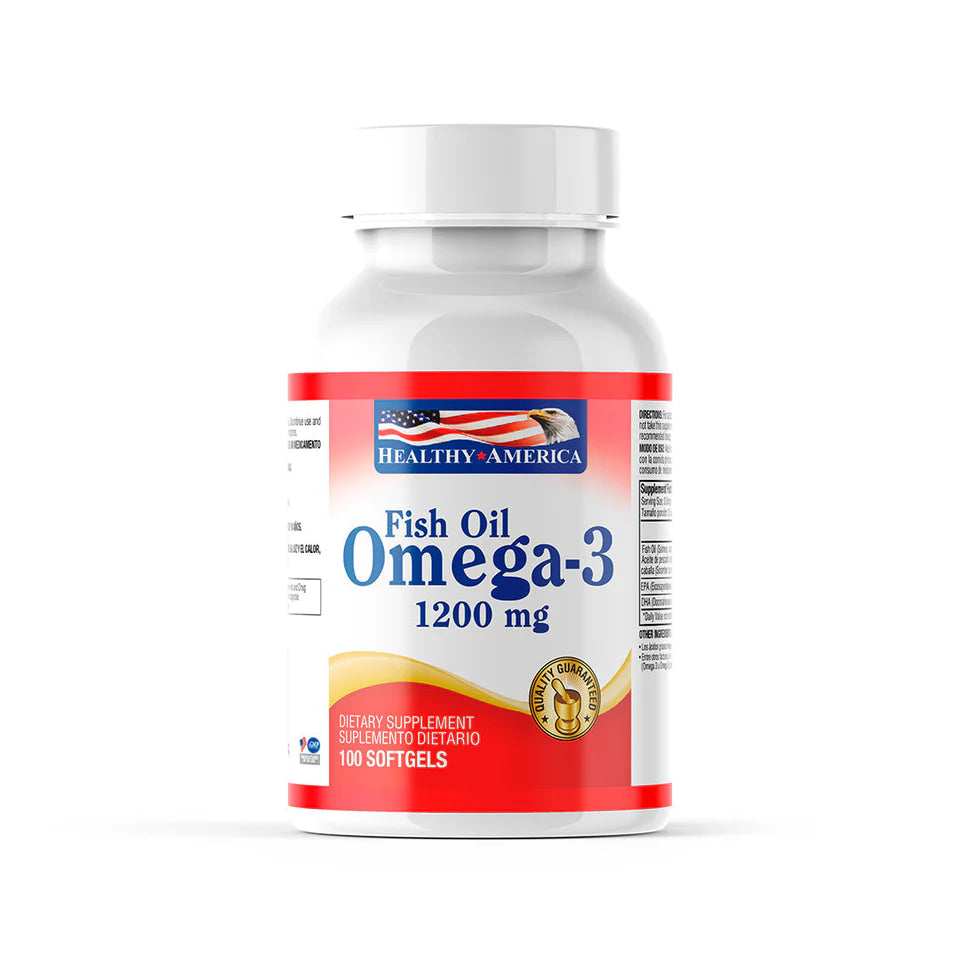 Omega-3 Fish Oil 1200 mg Healthy America x 100 Softgels
