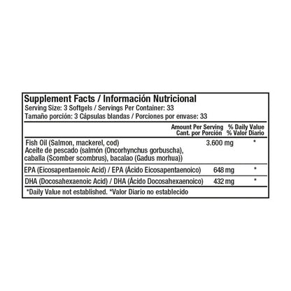 Omega-3 Fish Oil 1200 mg Healthy America x 100 Softgels
