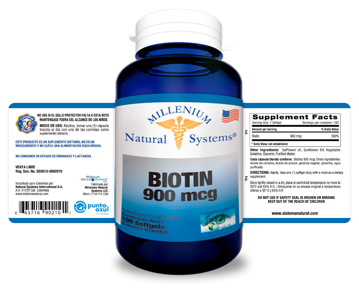 BIOTIN 900 MCG X 100 SOFTGELS  - NATURAL SYSTEMS