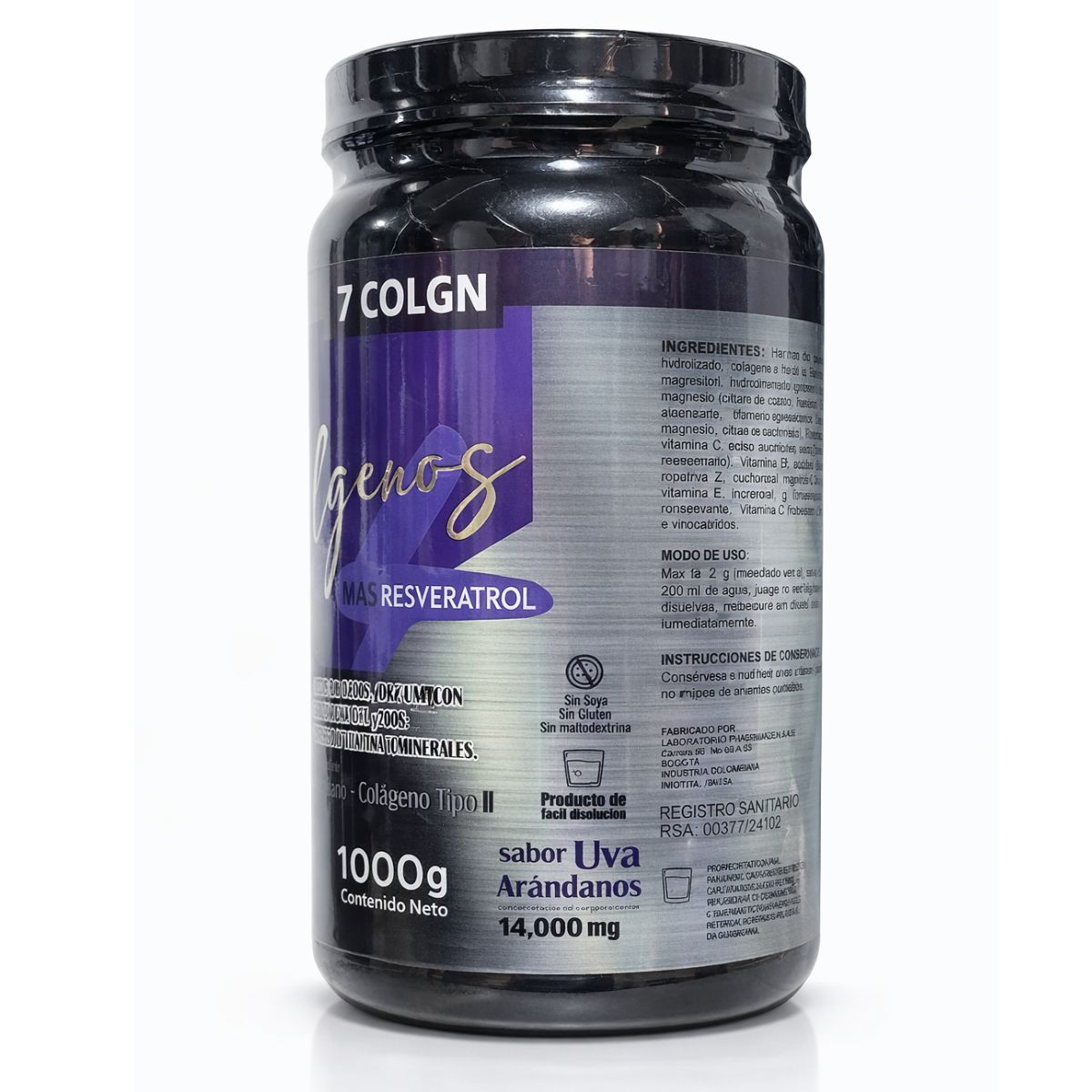 Colágeno 7 Colágenos + Resveratrol Sabor Uva Arándanos 1000 g Hanaki