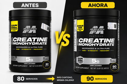 Creatina Monohidratada Micronizada 100% Pura Muscletech Platinum 400 g | 80 Porciones