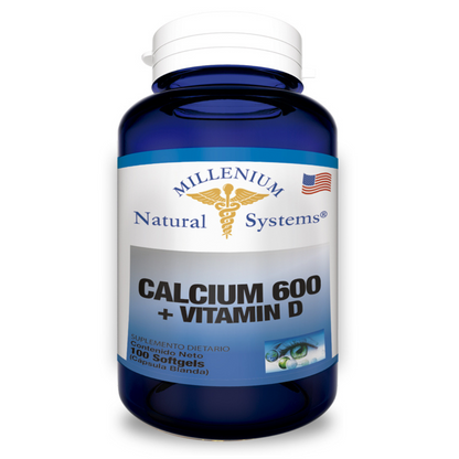 Calcium 600 + Vitamin D x 100 Softgels – Natural systems