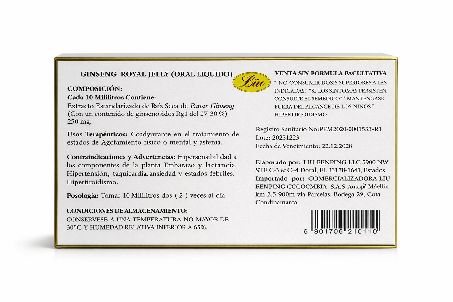 Ginseng Royal Jelly Liu 300 mL (30 Viales)