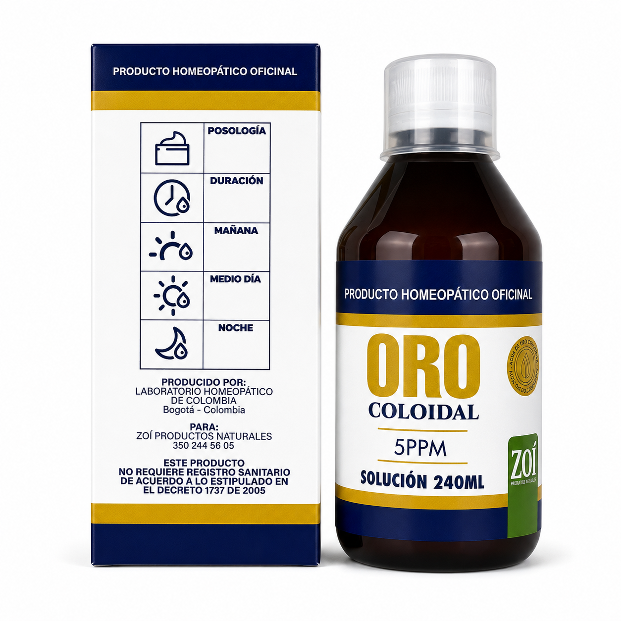 Oro Coloidal 5PPM Solución Oral 240 ml ZOÍ