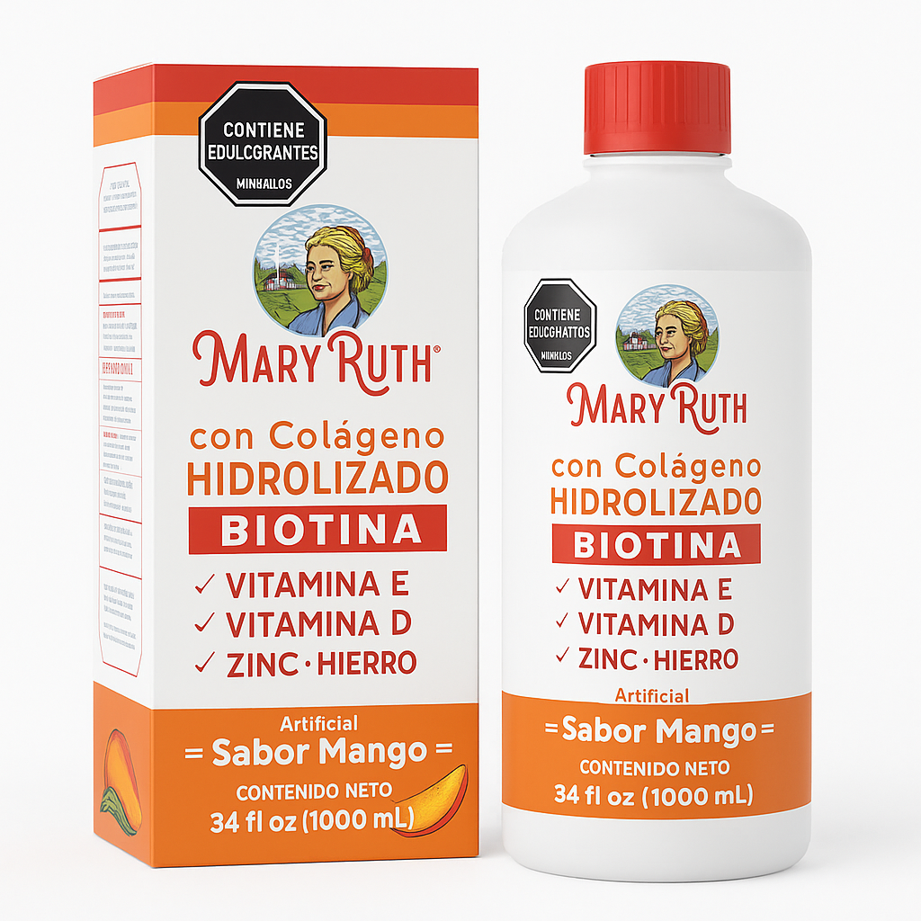 Mary Ruth – Colágeno Hidrolizado con Biotina y Vitaminas 1000 mL (Sabor Mango)