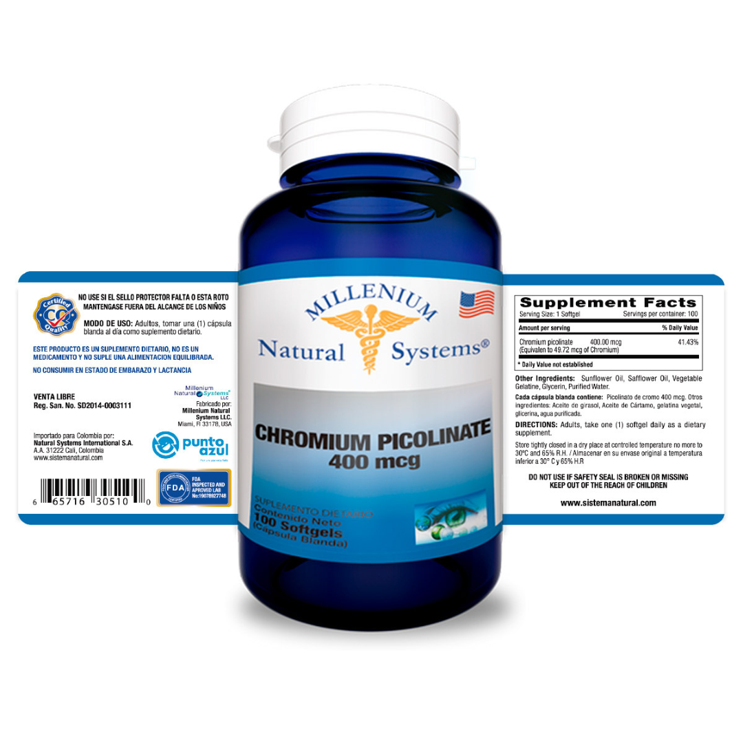 Chromium Picolinate 400 mcg x 100 Softgels 100 Softgels - Natural systems