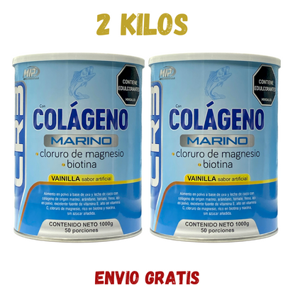 Combo 2 UND CR3 Colageno Marino con Cloruro Magnesio & Biotina 1000g