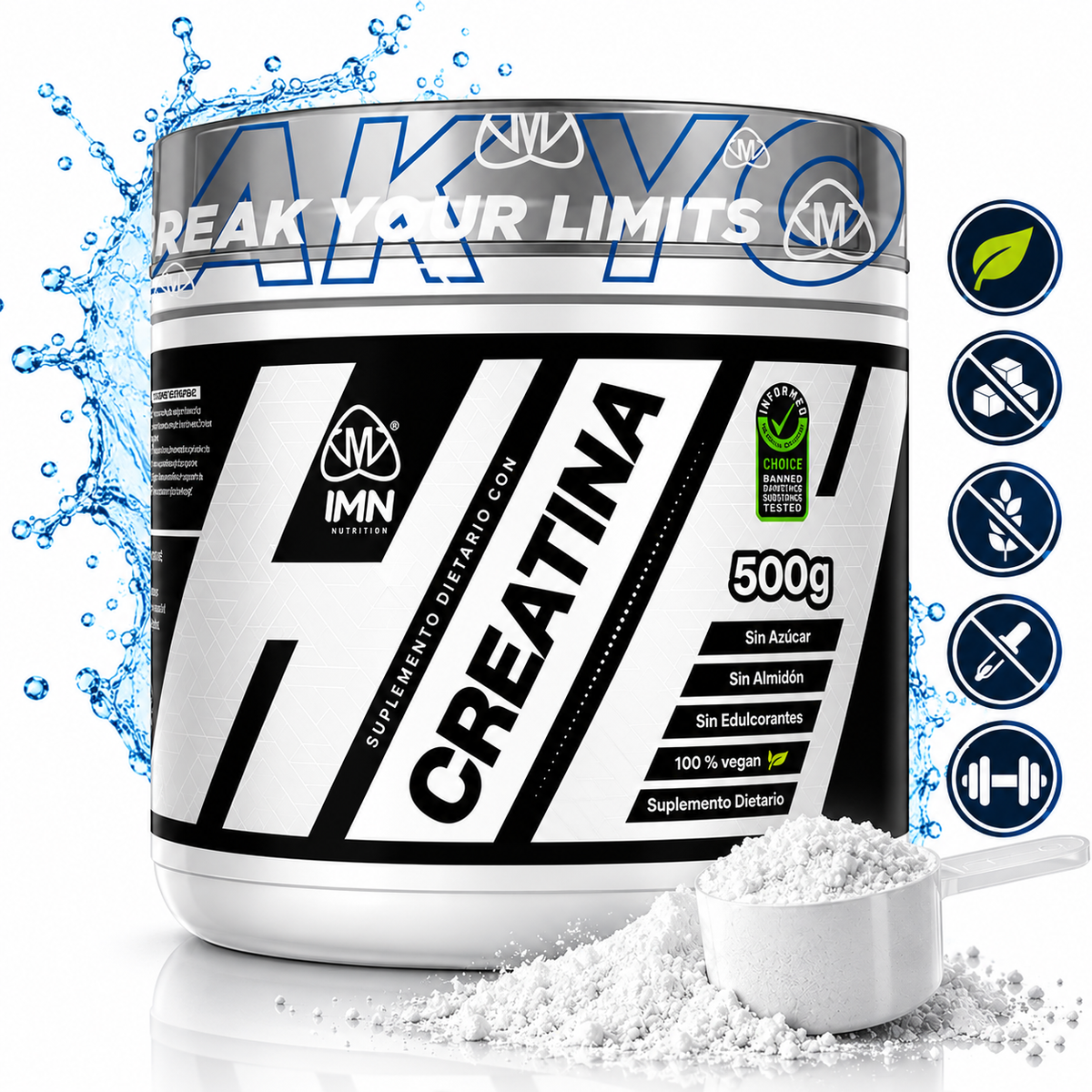 Creatina Monohidrato IMN Nutrition 500 g 166 Servicios - Imn