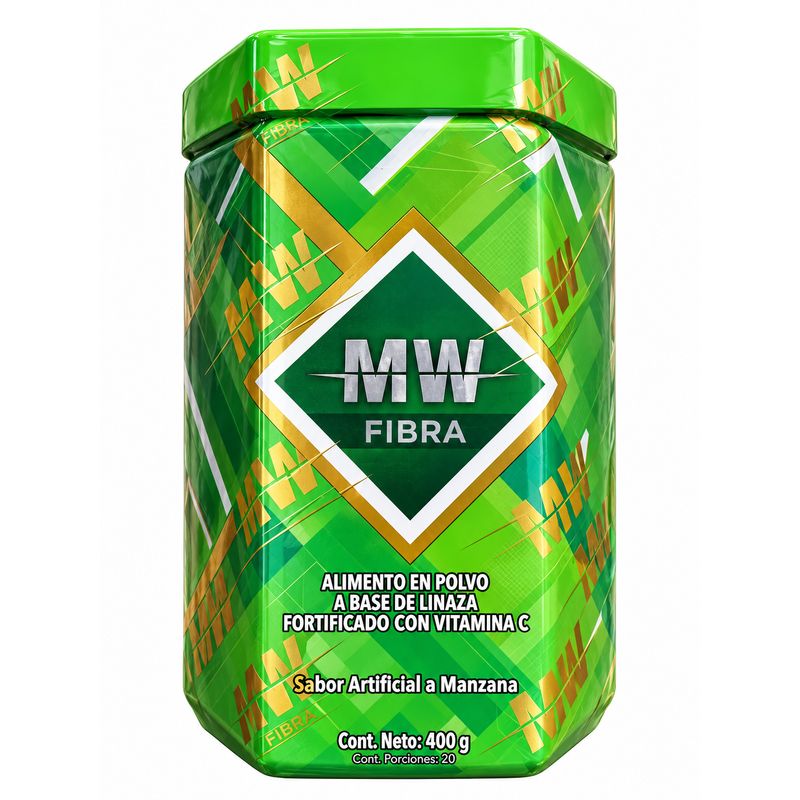 MW Fibra 400 g – Fibra de Linaza con Vitamina C Sabor Manzana