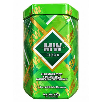 MW Fibra 400 g – Fibra de Linaza con Vitamina C Sabor Manzana