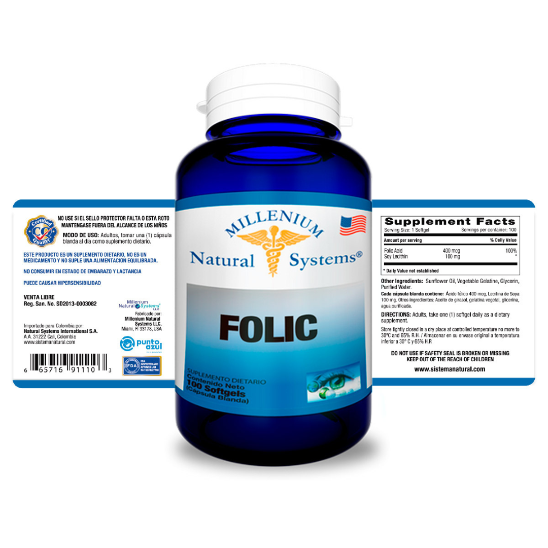 Folic Acido Folico x 100 Softgels - Natural systems