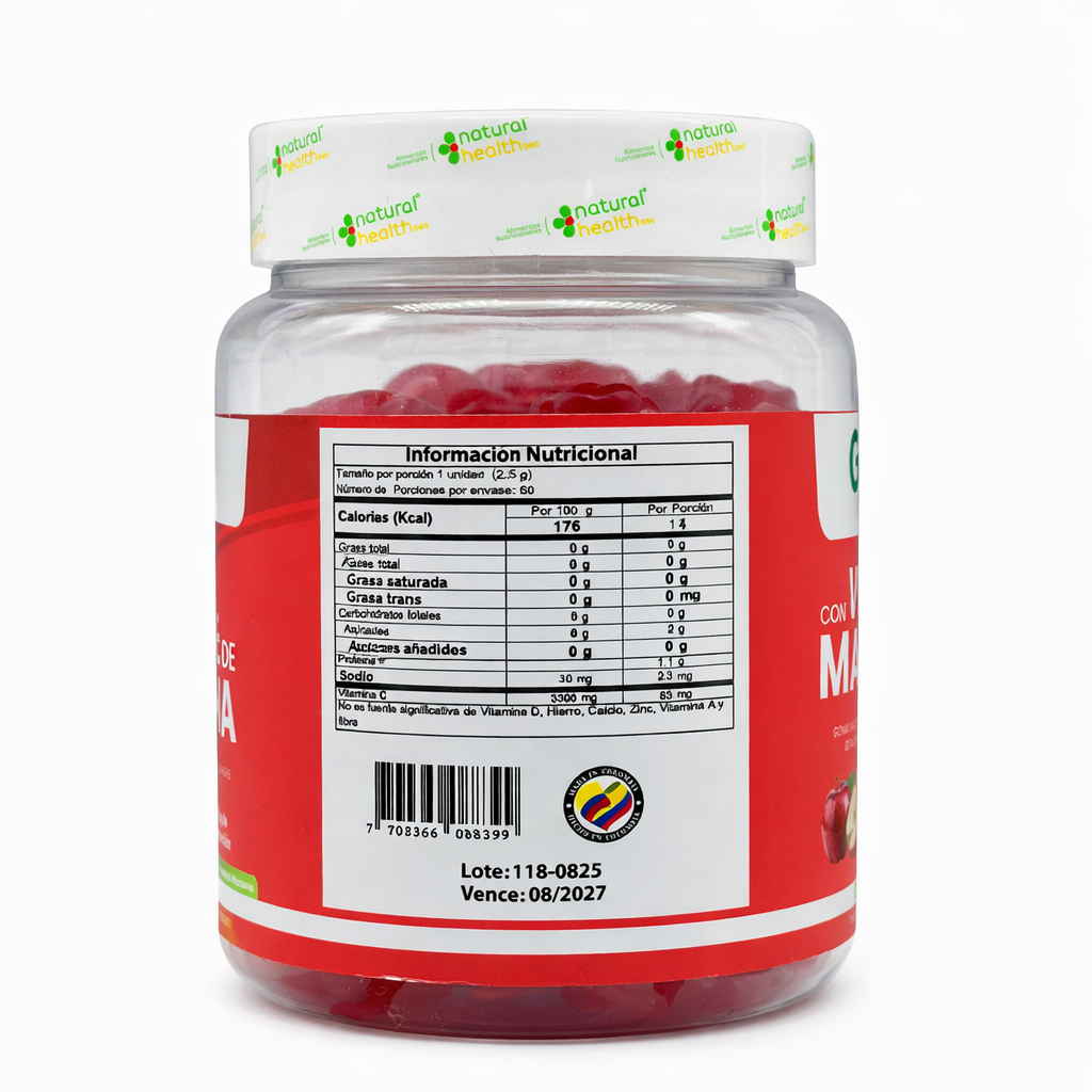 Gomitas de Vinagre de Manzana con Vitamina C – 60 Unidades | Natural Health