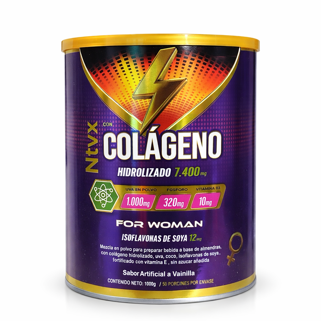 Combo Colágeno NTVX For Woman + For Men 1000g | Colágeno Hidrolizado con Magnesio, Zinc, Uva e Isoflavonas