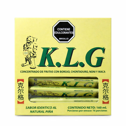 K.L.G Concentrado de Frutas con Borojó, Chontaduro, Noni y Maca – 16 Sachets Sabor Piña