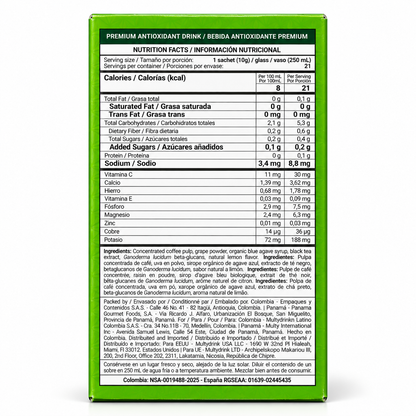 Multydrink Premium Antioxidant Drink Limón – 21 Sachets
