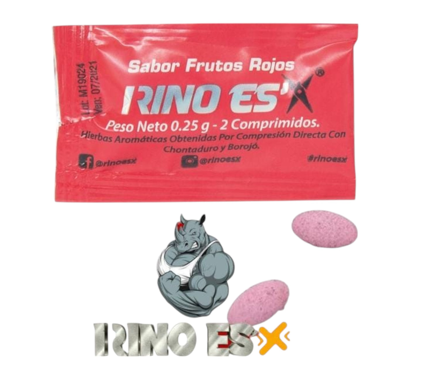 RINO ES'x 100  Und -  50 Sobres x 2 Comprimidos Masticables