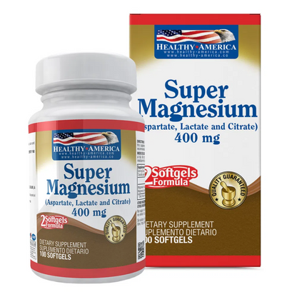 Super Magnesio 400mg 100 Softgels - Healthy America