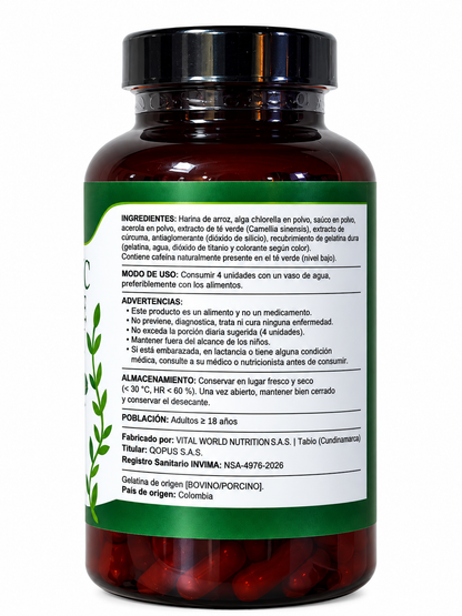 Satoomi L4mphatic Drainage con Chlorella, Saúco y Cúrcuma – 120 Cápsulas