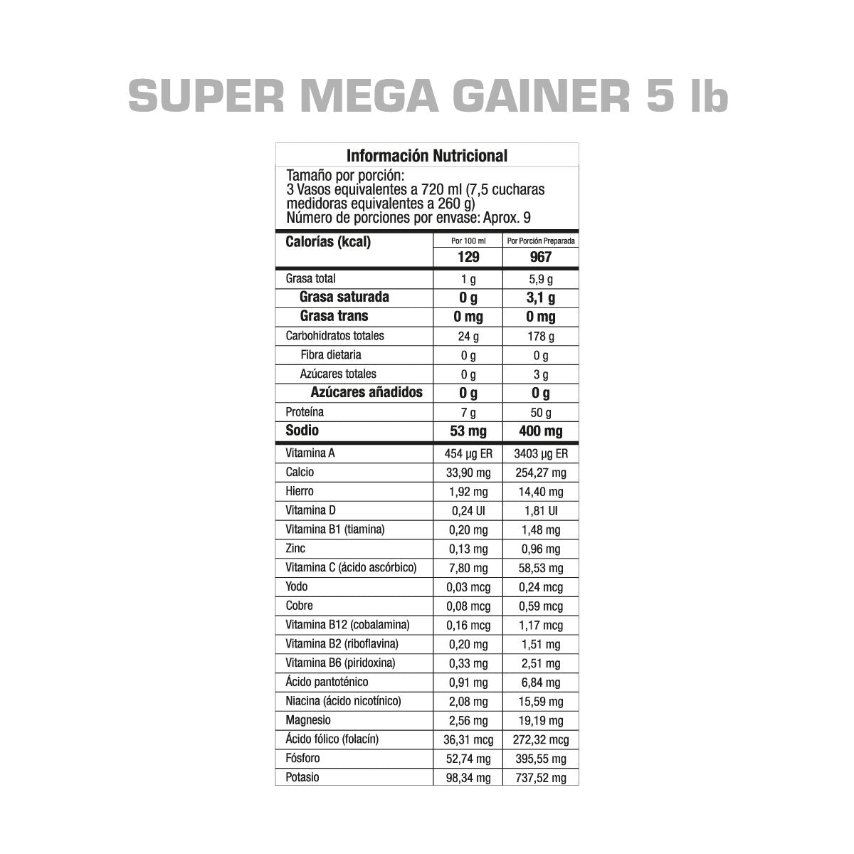 Super Mega Gainer (Vainilla Gourmet) 10 lb