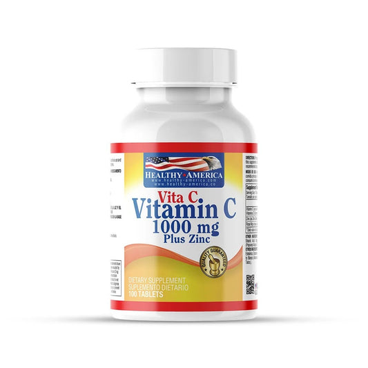 Vitamina C 1000 mg + Zinc Healthy America – 100 Tabletas