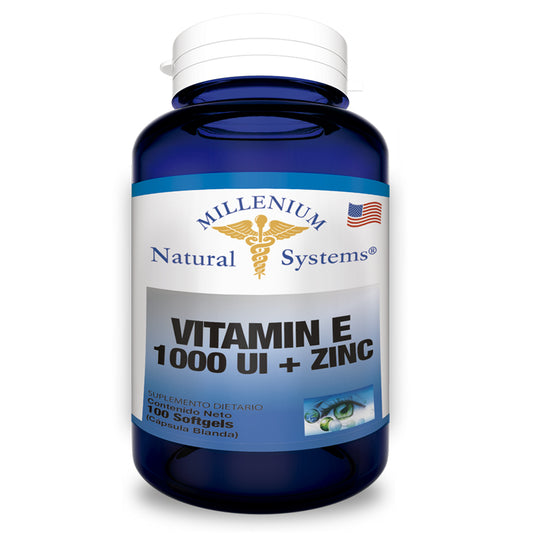 Vitamin E 1000 UI + Zinc x 100 Softgels