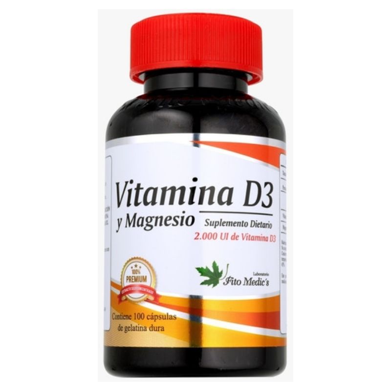 Vitamina D3 y Magnesio 100 capsulas | Fito medics