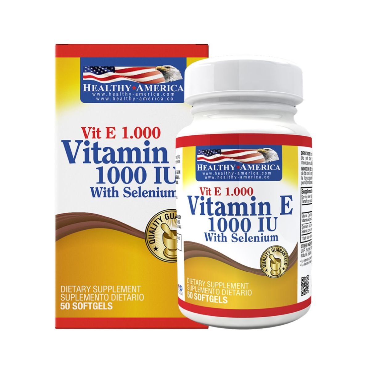 Vitamina E 1000 IU con Selenium 50 Softgels Healthy America