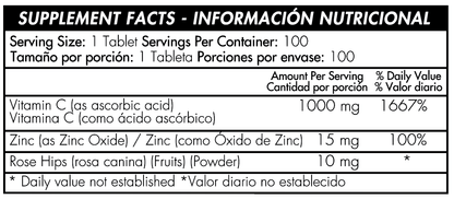 Vitamin c 1000mg plus zinc 100 tabletas – Healthy america