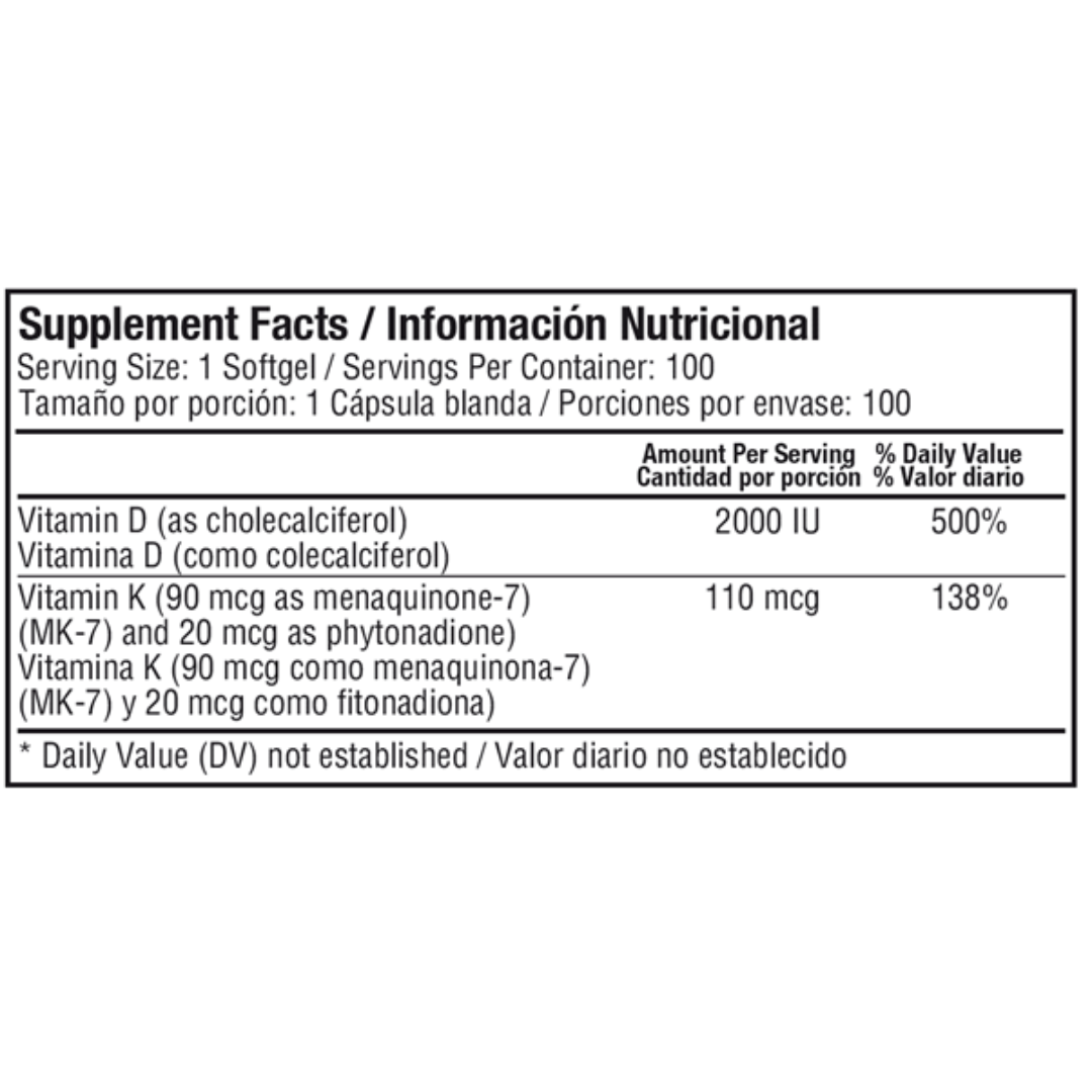DUOVIT VITAMIN D3+K2 100 SOFTGELS