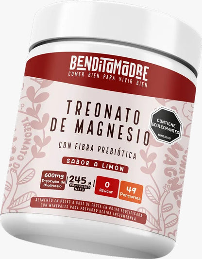 Treonato de Magnesio con Fibra Prebiótica – 245g | Bendita Madre
