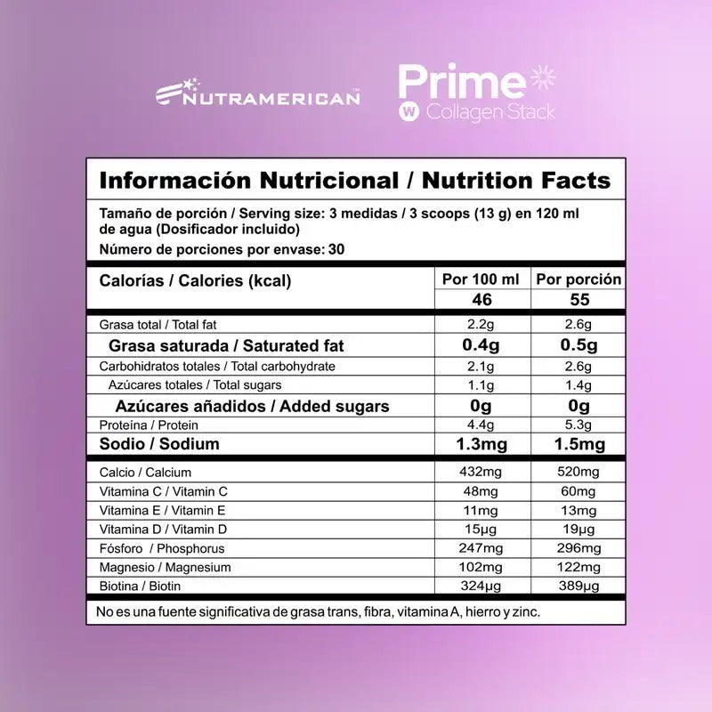 Nutramerican Prime W Collagen Stack – Colágeno Hidrolizado 5.000 mg Sabor Vainilla