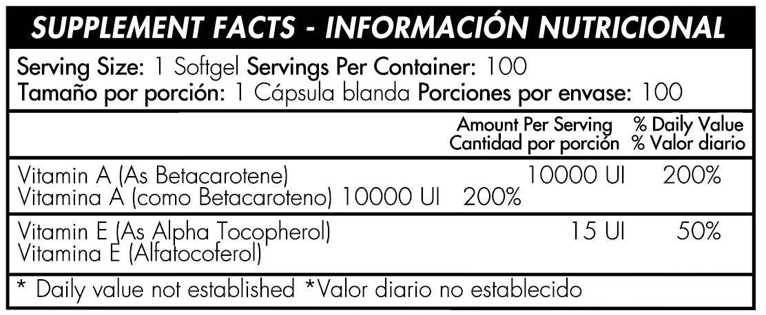Betacaroteno 10.000 IU 100 Softgels - Healthy America